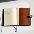 The notebook features a matching leather strap closure and a ribbon Royalty Free Stock Photo
