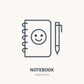 Notebook flat line icon. Branding stationery sign. Thin linear logo for printery, design studio Royalty Free Stock Photo