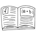 Notebook with formulas. Vector illustration open textbook, a book with mathematical formulas. Hand drawn notebook in mathematics,