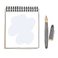 Notebook and Fountain writing pen doodle hand drawn vector illustration