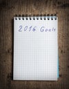Notebook and goals of new year 2016 Royalty Free Stock Photo