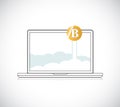 notebook with golden bitcoin illustration.
