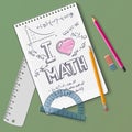 Notebook, I LOVE MATH Royalty Free Stock Photo