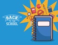 Notebook with icon set of back to school vector design