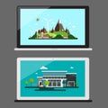 Notebook Icons. Notebooks with Landscapes