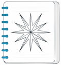 Notebook Illustration with Geometric Star Motif and Blue Spring Binding Royalty Free Stock Photo