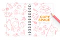 Notebook with kid girl hand drawing set, Imagine of Future Occupation 