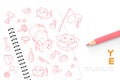 Notebook with kid girl hand drawing set, Imagine of Future Occupation `Cat groomer shop` concept idea illustration Royalty Free Stock Photo