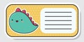 Notebook label. Cute dinosaur. Baby stickers. Vector illustration Royalty Free Stock Photo