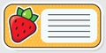 Notebook label. Strawberry cartoon. Baby stickers. Vector illustration