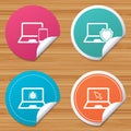 Notebook laptop pc icons. Virus or software bug. Royalty Free Stock Photo