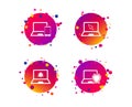 Notebook laptop pc icons. Virus or software bug. Vector Royalty Free Stock Photo