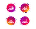 Notebook laptop pc icons. Virus or software bug. Vector Royalty Free Stock Photo