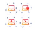 Notebook laptop pc icons. Virus or software bug. Vector Royalty Free Stock Photo