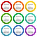 Notebook, laptop vector icons, set of colorful flat design buttons for webdesign and mobile applications Royalty Free Stock Photo