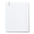 Notebook lined paper sheet with metallic clip