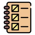 Notebook with a list icon color outline vector Royalty Free Stock Photo
