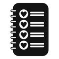 Notebook list items icon simple vector. Wish list favorite