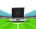 Notebook in the midfield of football stadium vector