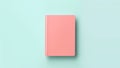 Notebook mock-up isolated on blue color background. Flat-lay notepad closeup. Pink journal diary softcover. Blank template paper Royalty Free Stock Photo