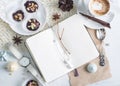 Notebook mock up over holiday background Royalty Free Stock Photo