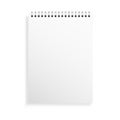 Notebook mockup. White notepad cover with soft shadow. Realistic diary blank. Empty copybook on white background. Simple