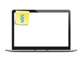 Notebook Mockup Yellow Sticker Paragraph Royalty Free Stock Photo