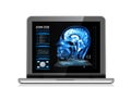 Notebook monitor with medical MRI and other real-time analyzes. Medicine of the future. Vector illustration on white