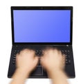 Notebook and motion blur hands Royalty Free Stock Photo