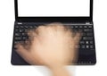Notebook and motion blur hands Royalty Free Stock Photo
