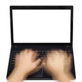 Notebook and motion blur hands Royalty Free Stock Photo
