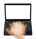 Notebook and motion blur hands Royalty Free Stock Photo