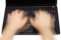 Notebook and motion blur hands Royalty Free Stock Photo
