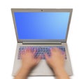 Notebook and motion blur hands Royalty Free Stock Photo