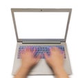 Notebook and motion blur hands Royalty Free Stock Photo
