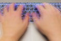 Notebook and motion blur hands Royalty Free Stock Photo