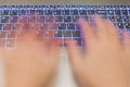 Notebook and motion blur hands Royalty Free Stock Photo