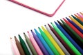 Notebook and multicolored markers on a white background Royalty Free Stock Photo