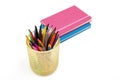 Notebook and multicolored markers on a white background Royalty Free Stock Photo