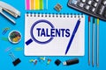 Notebook with notes search for talented employees, programmers . The concept is searching for talented personne