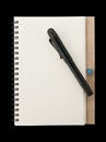 Notebook and old fountain pen on black Royalty Free Stock Photo