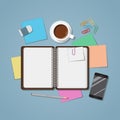 Notebook Open With Coffee Royalty Free Stock Photo