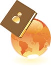 Notebook and orange globe Royalty Free Stock Photo