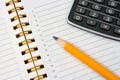 Notebook (organizer), pencil and calculator Royalty Free Stock Photo