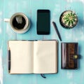 Notebook with other objects Royalty Free Stock Photo