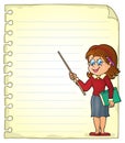 Notebook page with woman teacher Royalty Free Stock Photo