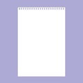 Notebook pages with wire binding, realistic paper sheets. Empty school notepad page, memo note sheet with spiral binders
