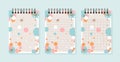 notebook paper set with grid lined and blank sheets decorated with balloons and butterflies flat vector illustration Royalty Free Stock Photo