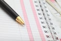 Notebook papers and pen. Royalty Free Stock Photo