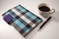 Notebook, pen, and black coffee. Work concept Royalty Free Stock Photo